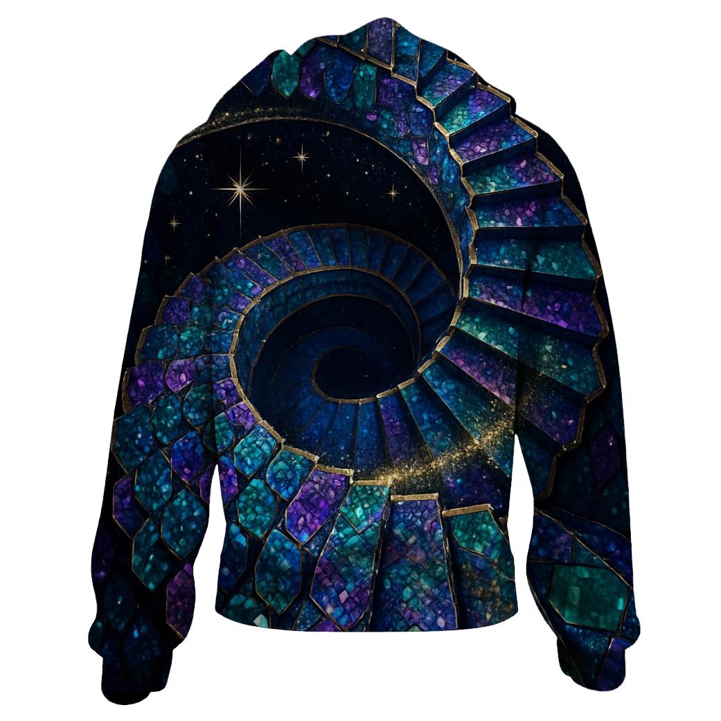 Jewel Tone Sequin Spiral Stair printed hoodies