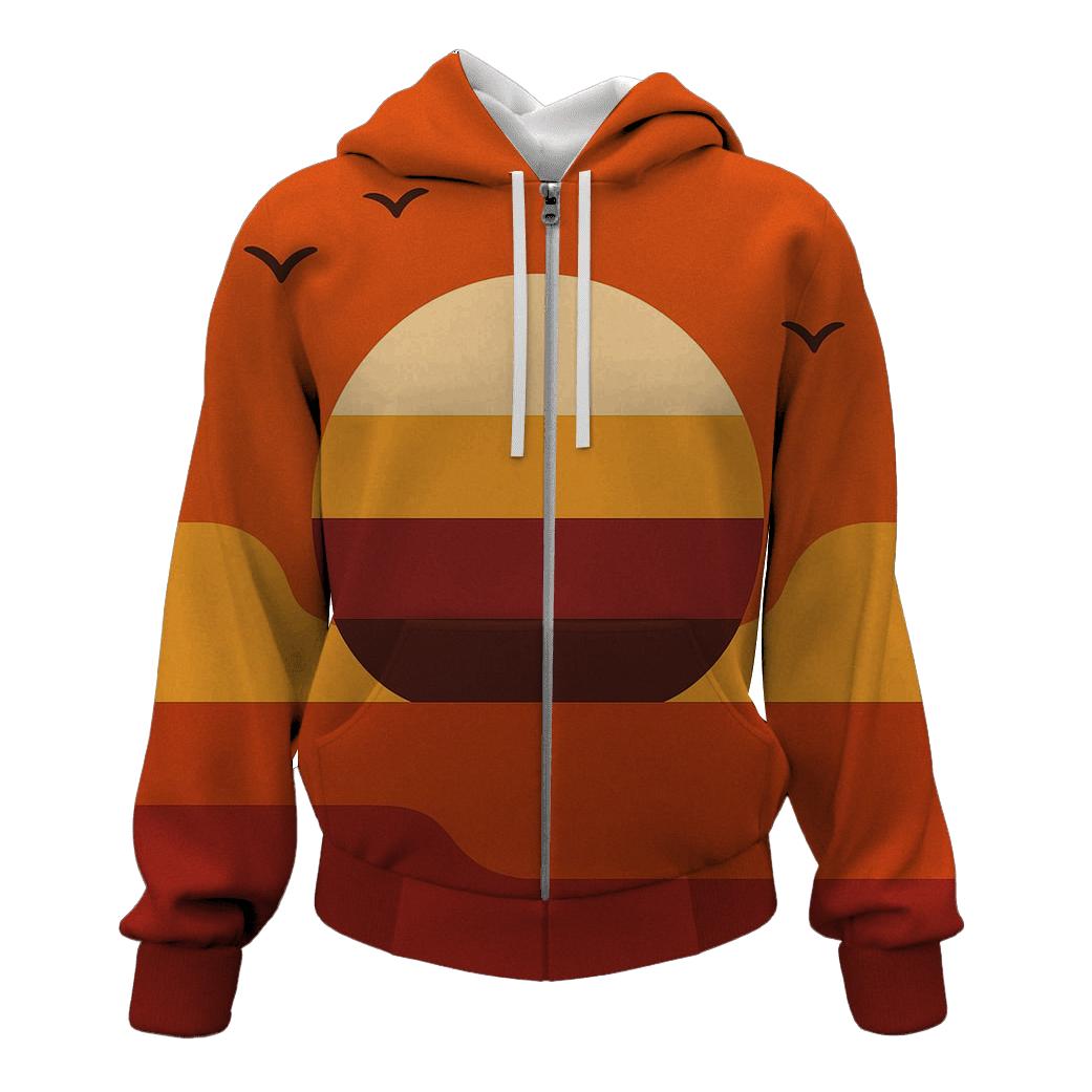 Sunset Horizon Gradient Blocks heavyweight hoodies