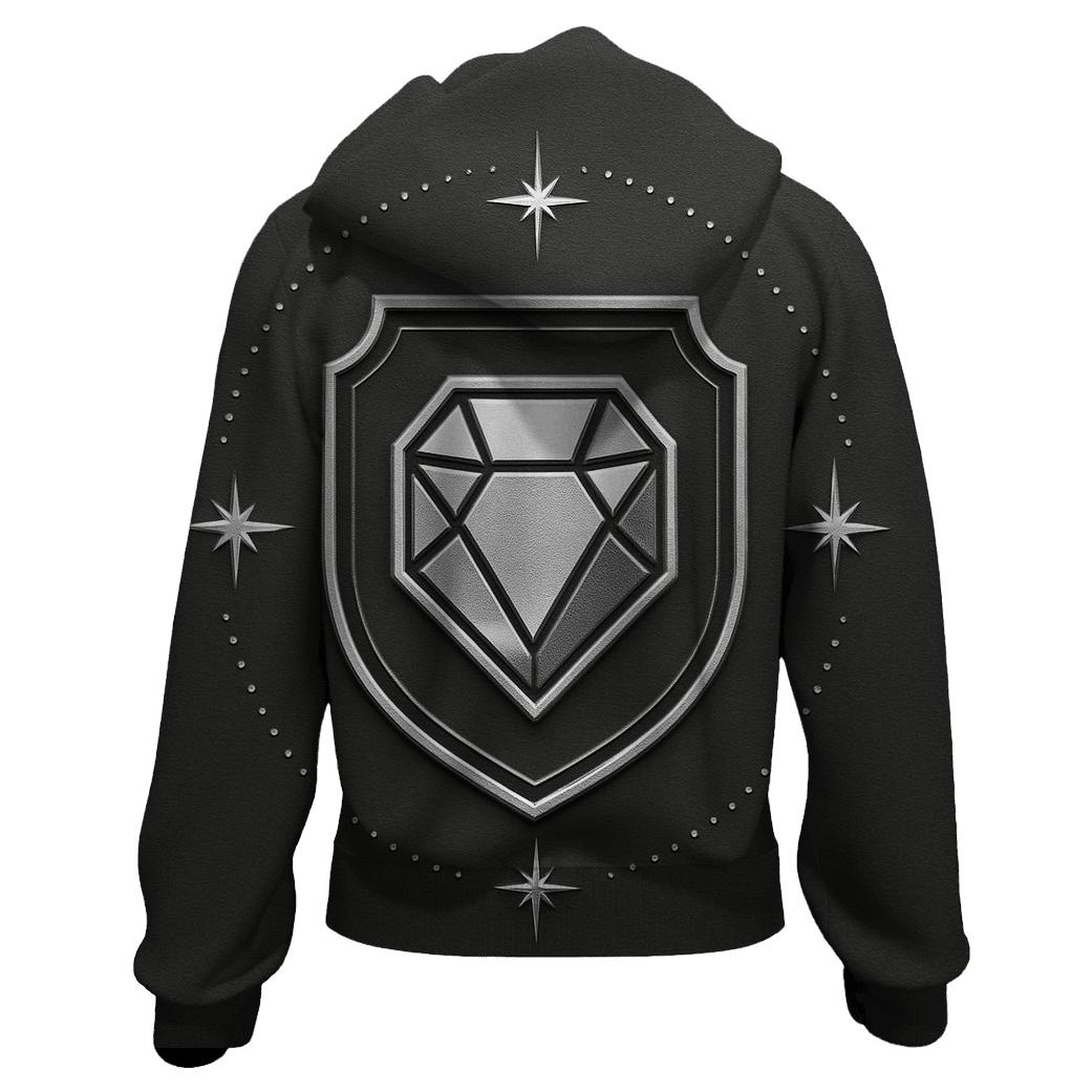 Charcoal Halo Facet Crest heavyweight hoodies