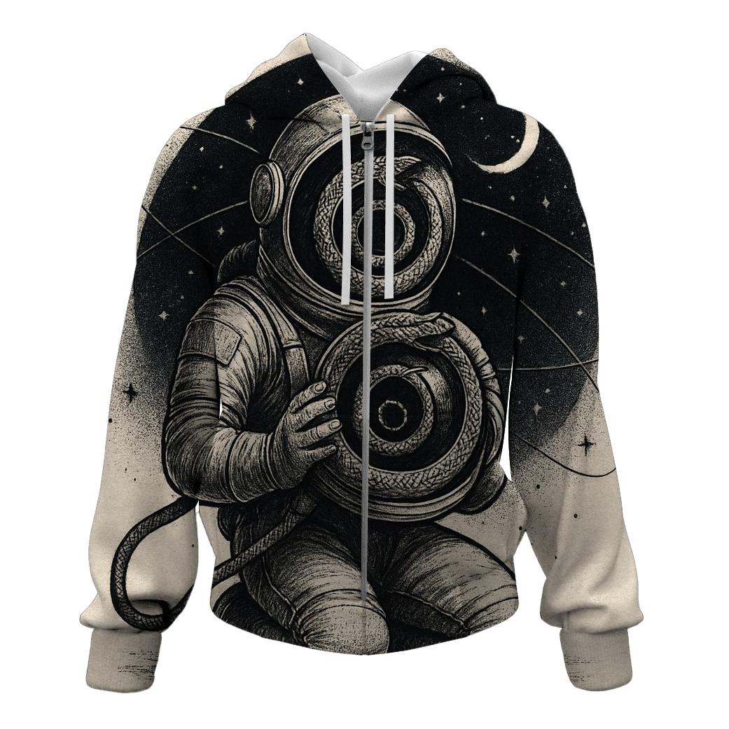 Ouroboros Astronaut Helmet Reflection Loop pullover hoodies