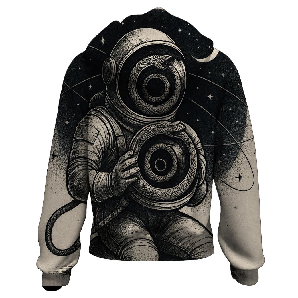 Ouroboros Astronaut Helmet Reflection Loop pullover hoodies