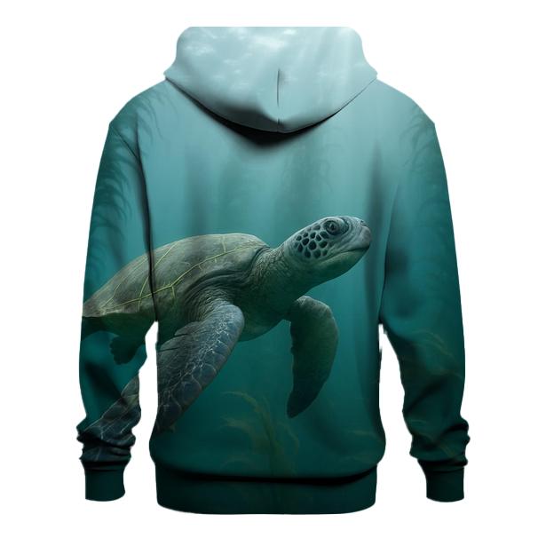 Kelp Forest Glide Green Sea Turtle designer hoodies
