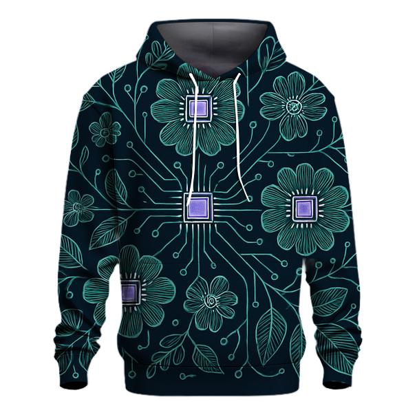 Midnight Botanical Circuit Garden graphic hoodies