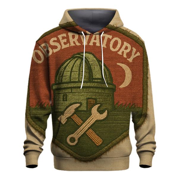 Retro Observatory Workshop Badge lightweight hoodies