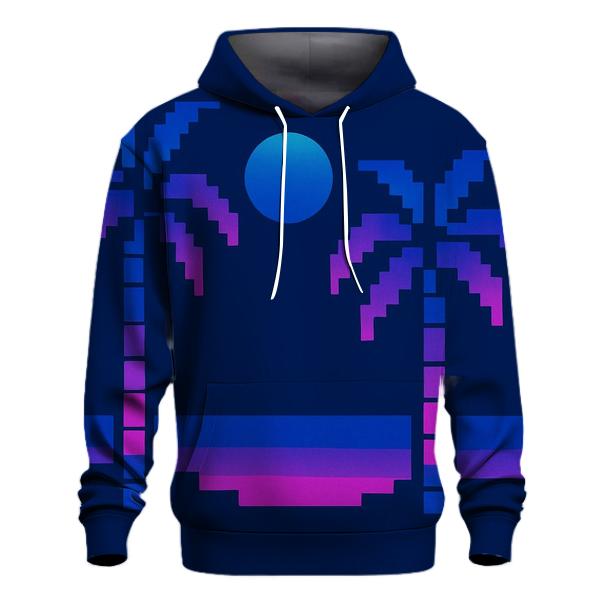 Miami Night Palm Silhouette Blocks hoodie styles