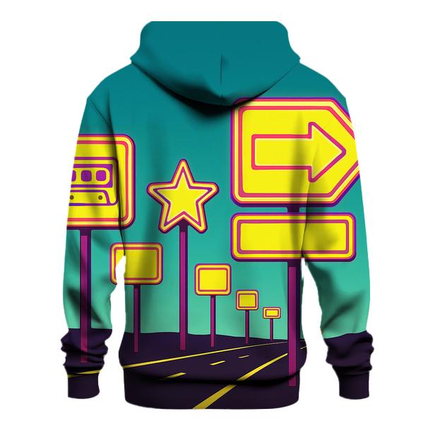 Synthwave Highway Sign Set embroidered hoodies