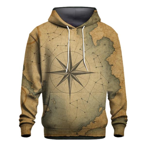 Antique Nautical Map With Star Compass hoodie designs
