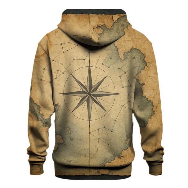 Antique Nautical Map With Star Compass hoodie designs