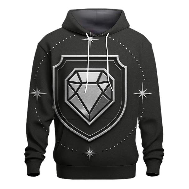 Charcoal Halo Facet Crest printed hoodies