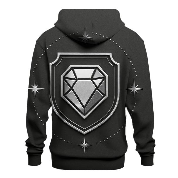 Charcoal Halo Facet Crest printed hoodies
