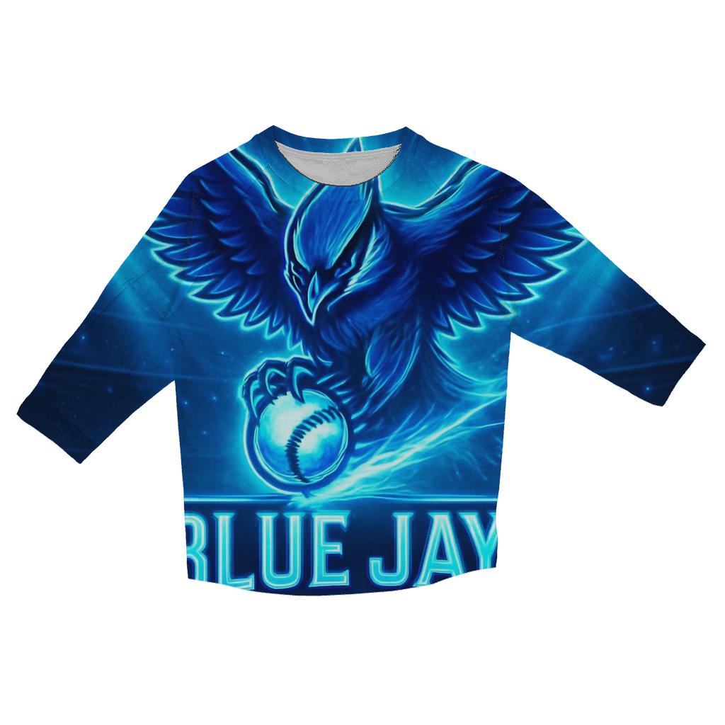 Blue Jays Aurora Fastball Burst trendy 3/4 sleeve tops
