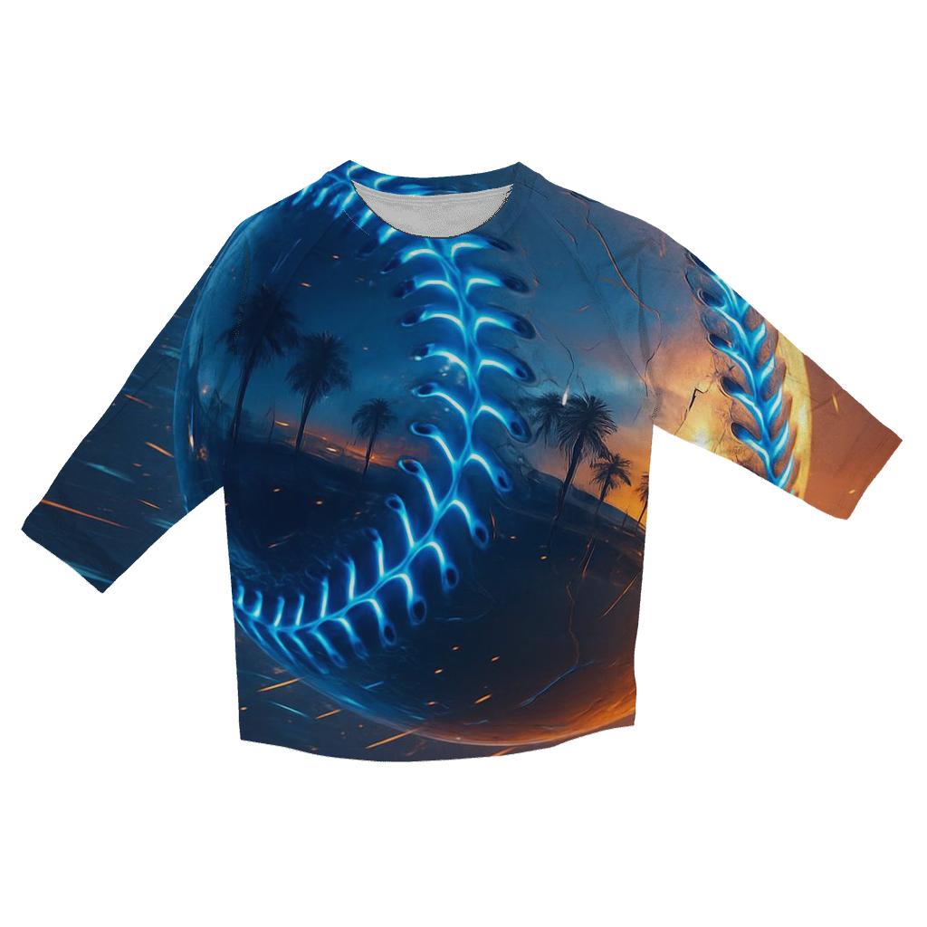 Chrome Fastball Through Sunset Haze printed three quarter sleeve shirts