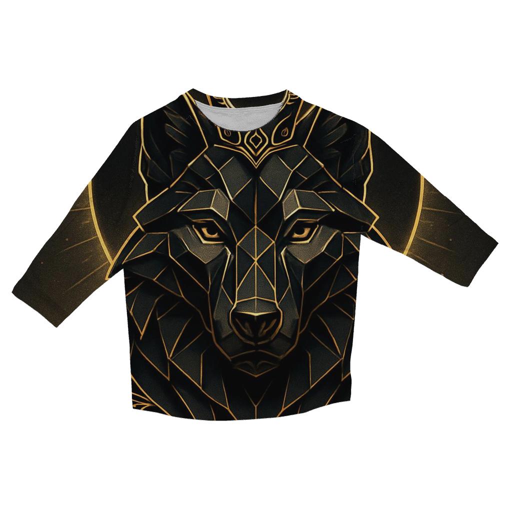Obsidian Gold Eclipse Wolf fashion 3/4 sleeve shirts