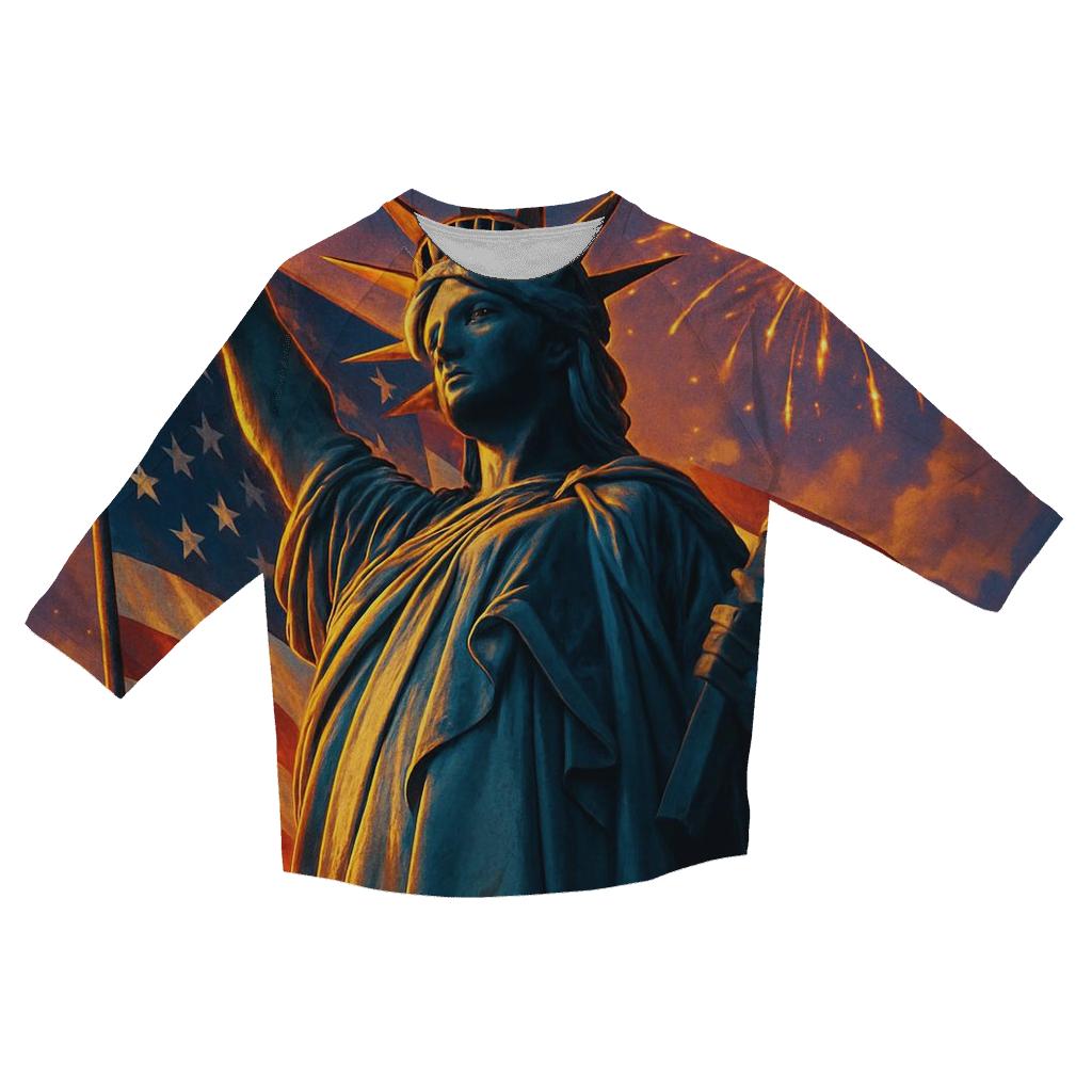 Liberty In Wind And Fireworks custom 3/4 sleeve shirts