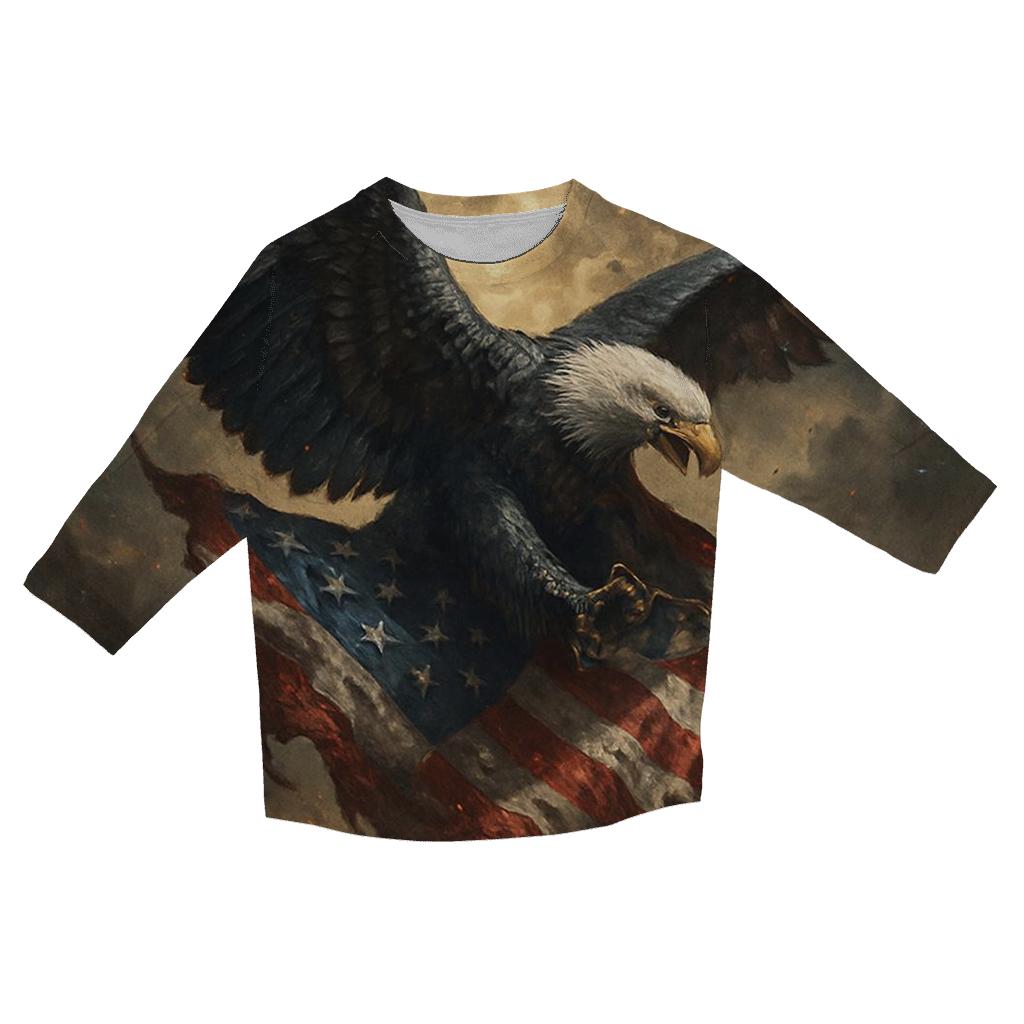 Eagle Guarding The Battle Worn Banner casual three quarter sleeve shirts