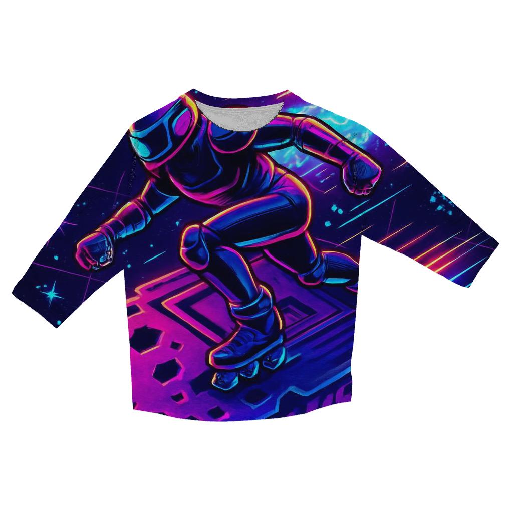 Neon Meteor Arcade Run custom 3/4 sleeve shirts