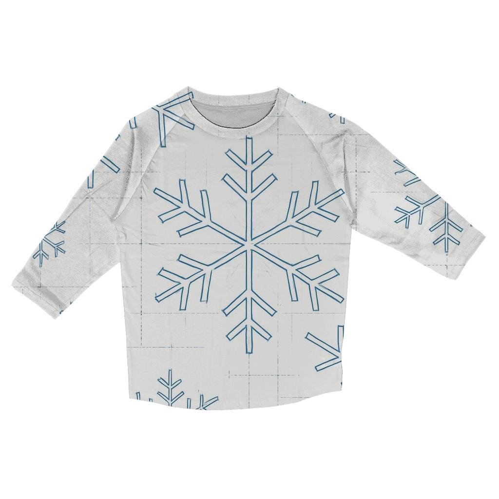 Snowflake Blueprint Grid On White Background designer 3/4 sleeve blouses