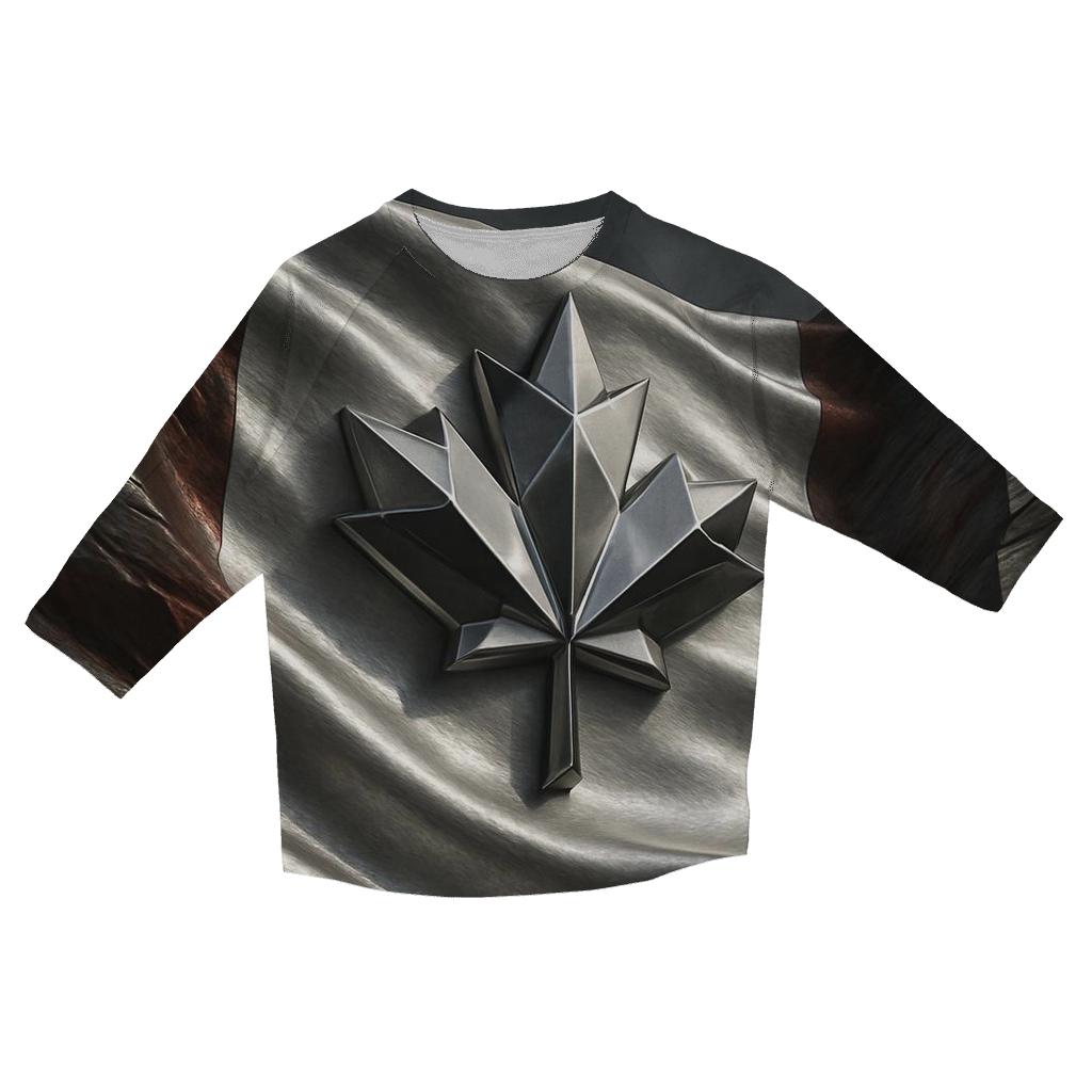 Metallic Maple Horizon Of Canada printed three quarter sleeve shirts