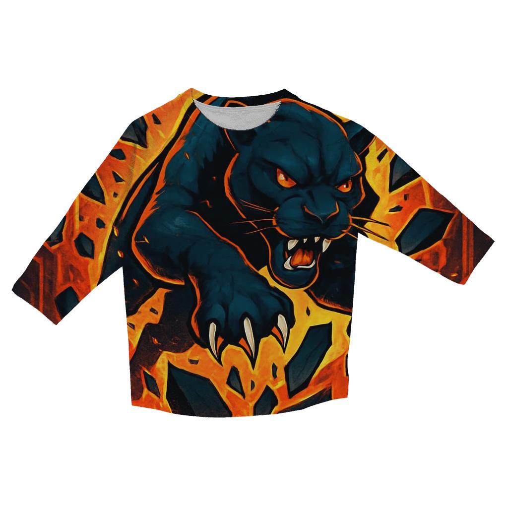 Volcanic Glass Panther Cat casual three quarter sleeve shirts