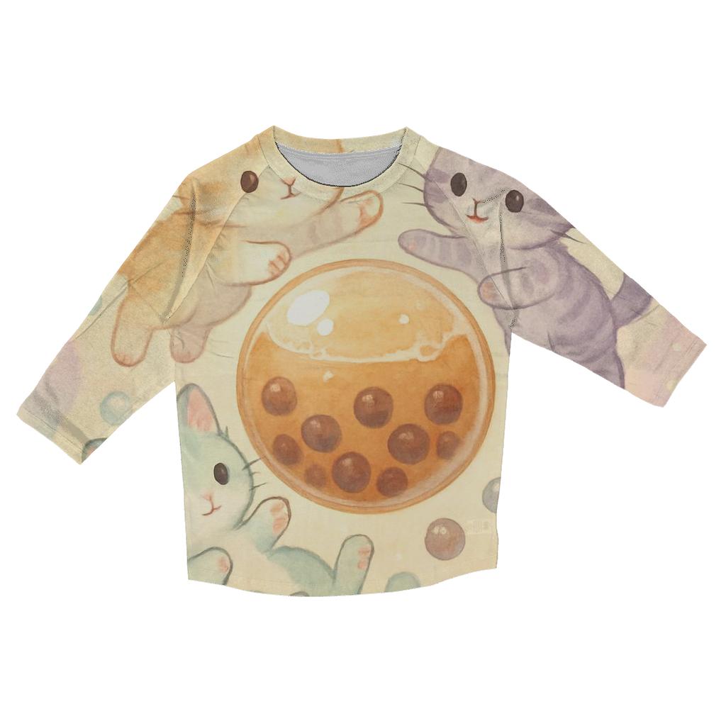 Pastel Bubble Tea Dream Kittens designer 3/4 sleeve blouses