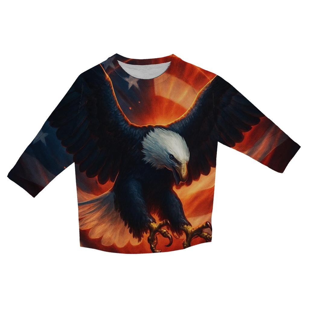 Eagle Halo Over Waving Banner designer 3/4 sleeve blouses
