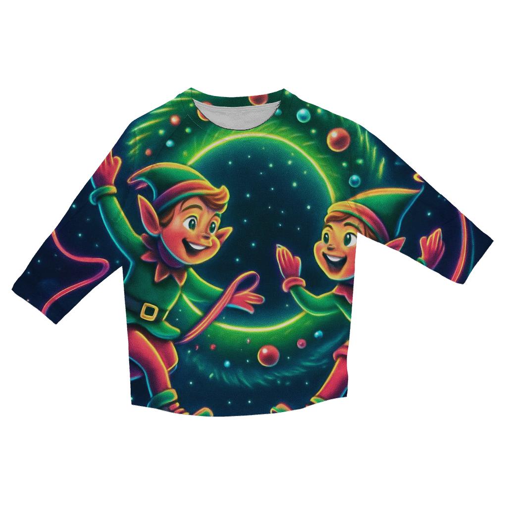 Elf Roller Disco Around A Giant Wreath Portal personalized 3/4 sleeve tees