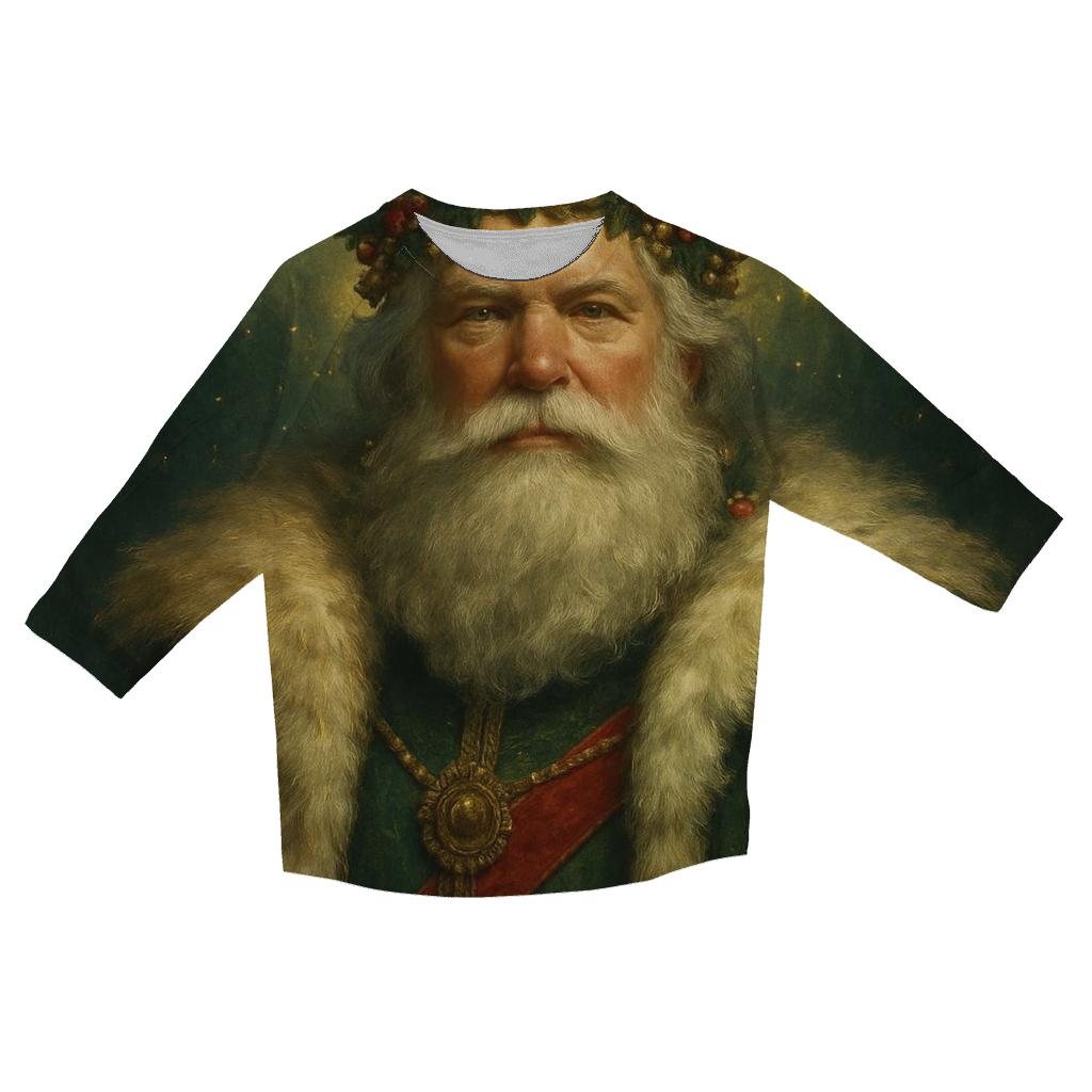 Golden Crown Santa Portrait designer 3/4 sleeve blouses