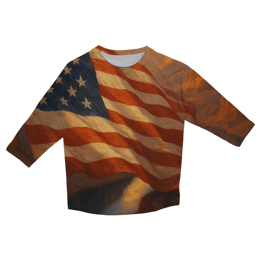 River Canyon Flag Reflection custom 3/4 sleeve shirts