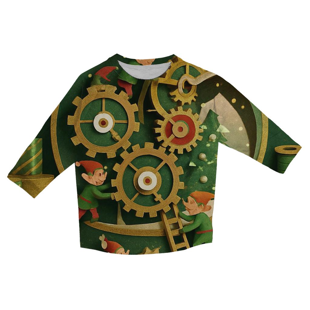 Giant Snow Globe Workshop With Miniature Elves Inside Ornament Gears designer 3/4 sleeve blouses