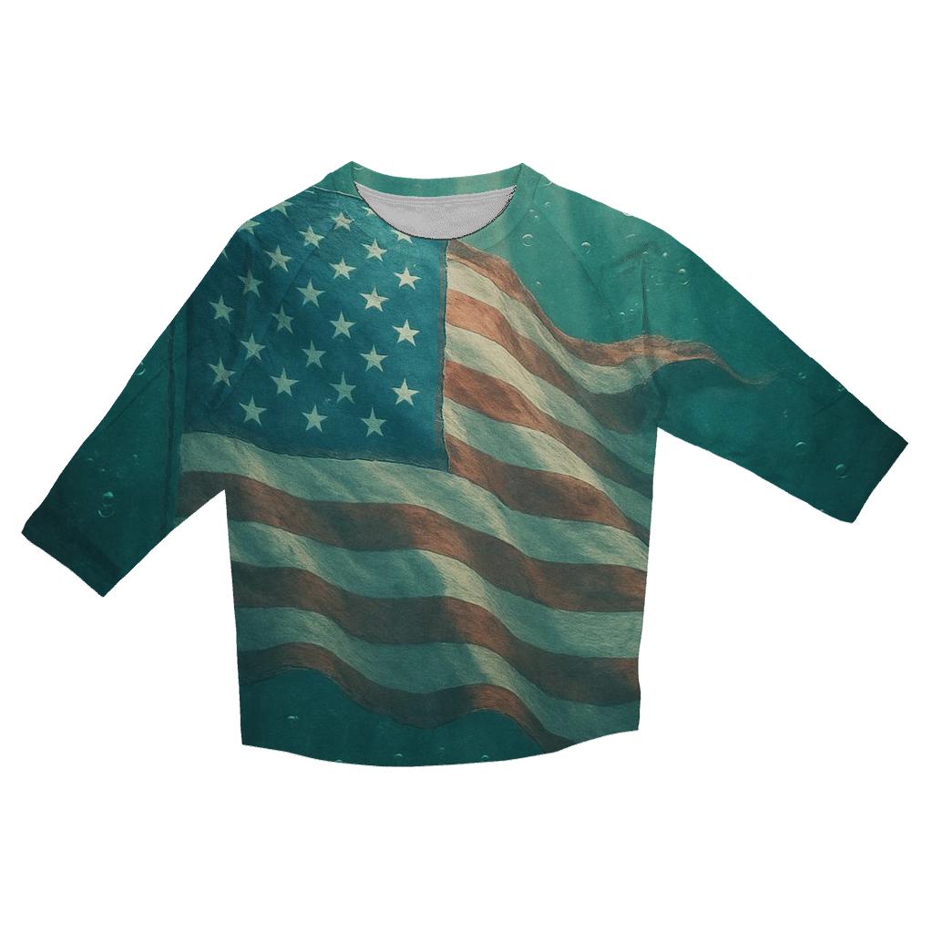 Underwater Flag Drift And Light Rays fashion 3/4 sleeve shirts