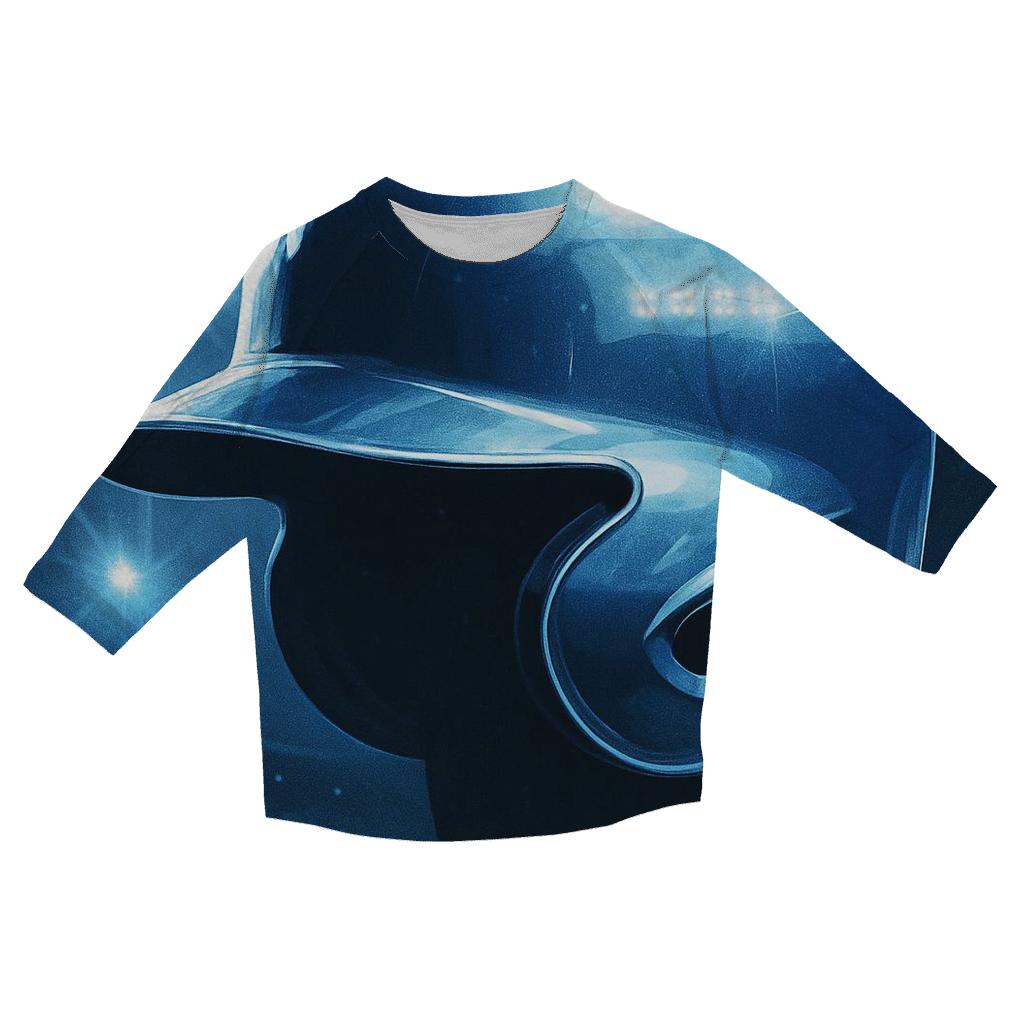 Icy Blue Helmet Reflection Under Floodlights trendy 3/4 sleeve tops