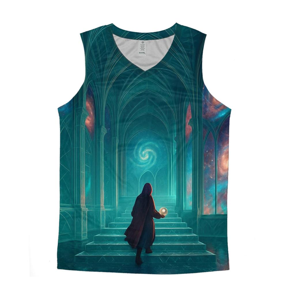 Cathedral Of Floating Star Maps graphic print tank tops