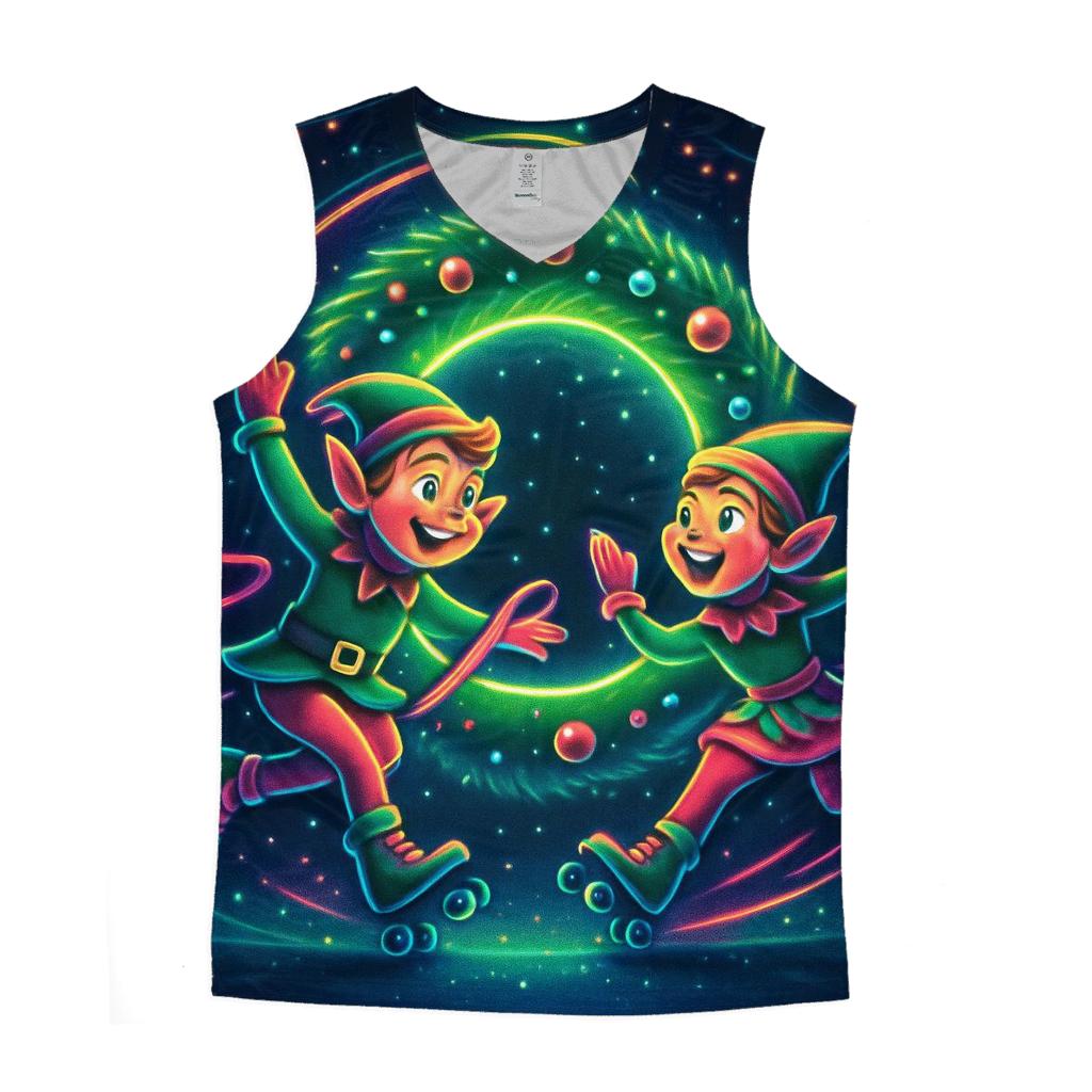 Elf Roller Disco Around A Giant Wreath Portal custom tank tops