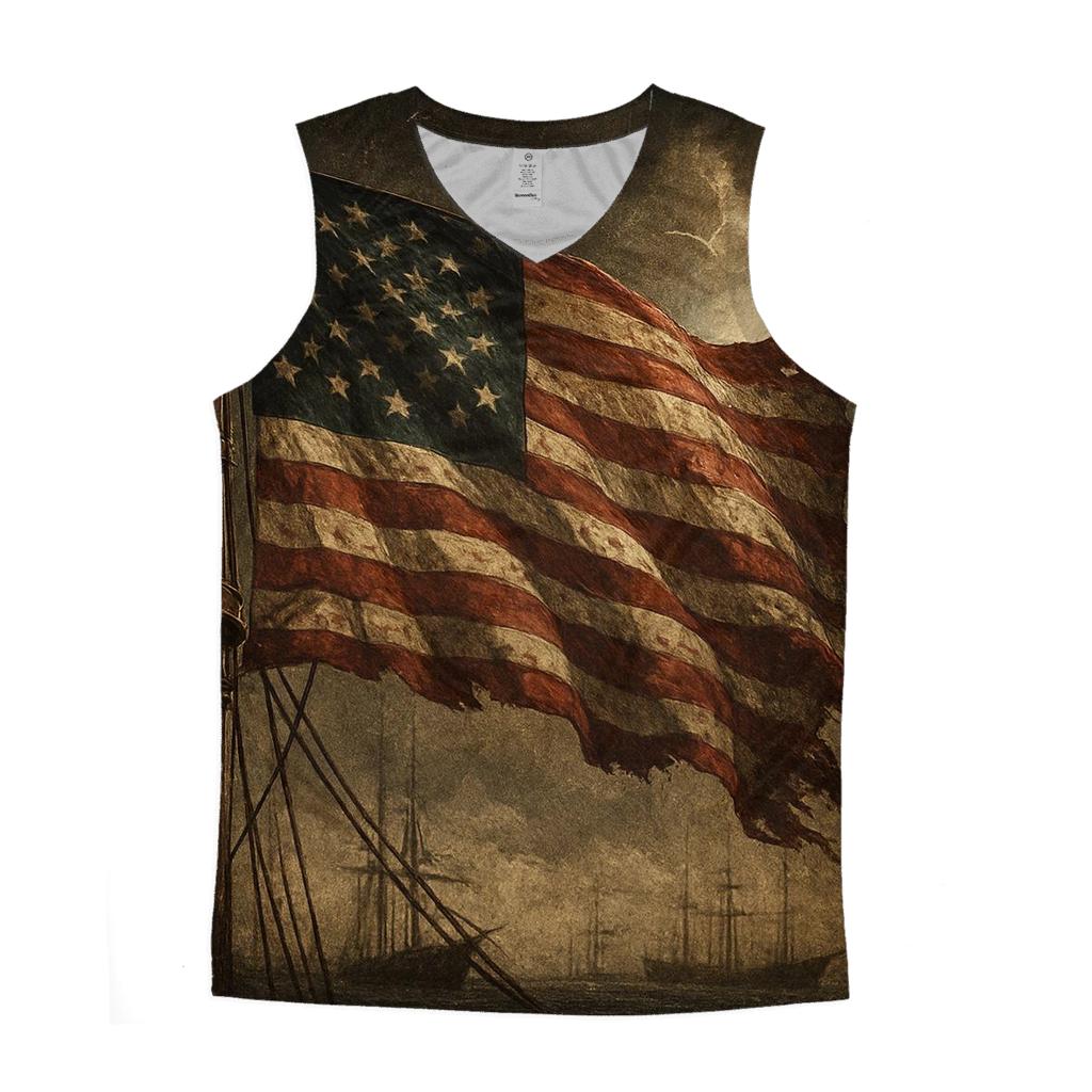 Vintage Harbor Flag And Stormlight personalized athletic tanks
