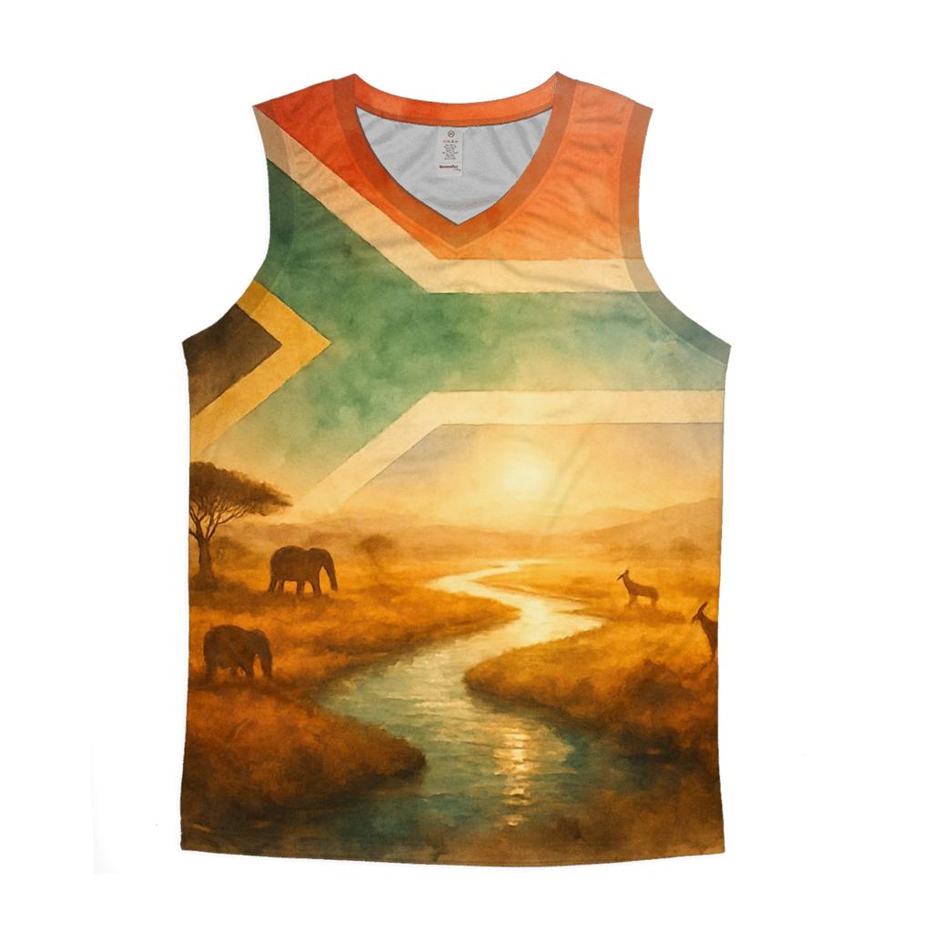 Emerald Gold Savanna Of South Africa graphic print tank tops