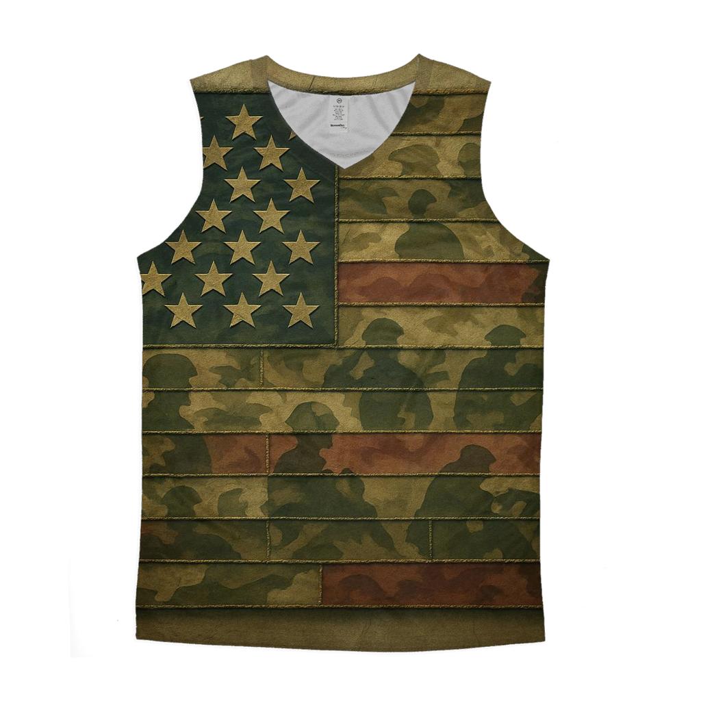 Camouflage Flag Mosaic Of Service sports performance tank tops