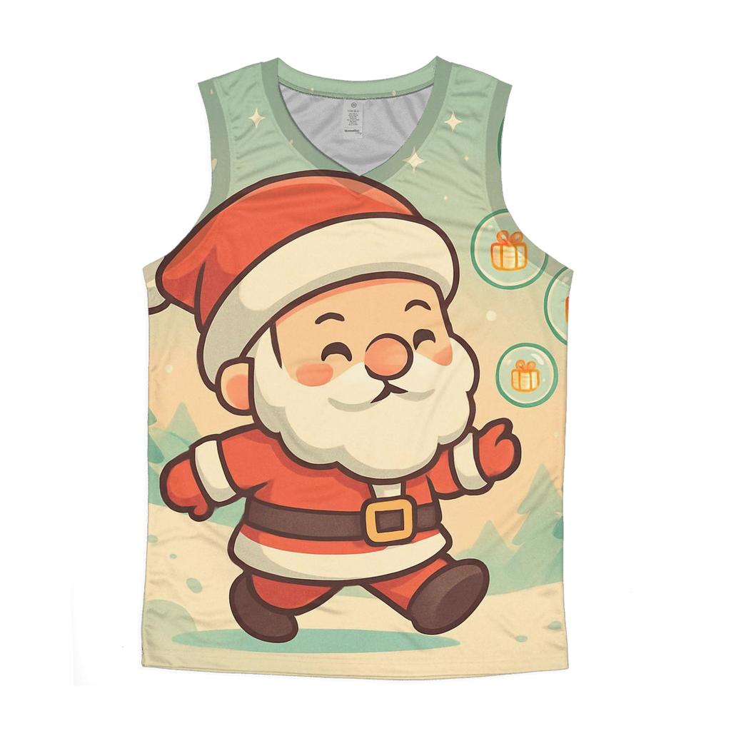 Chibi Santa Bubble Parade graphic print tank tops