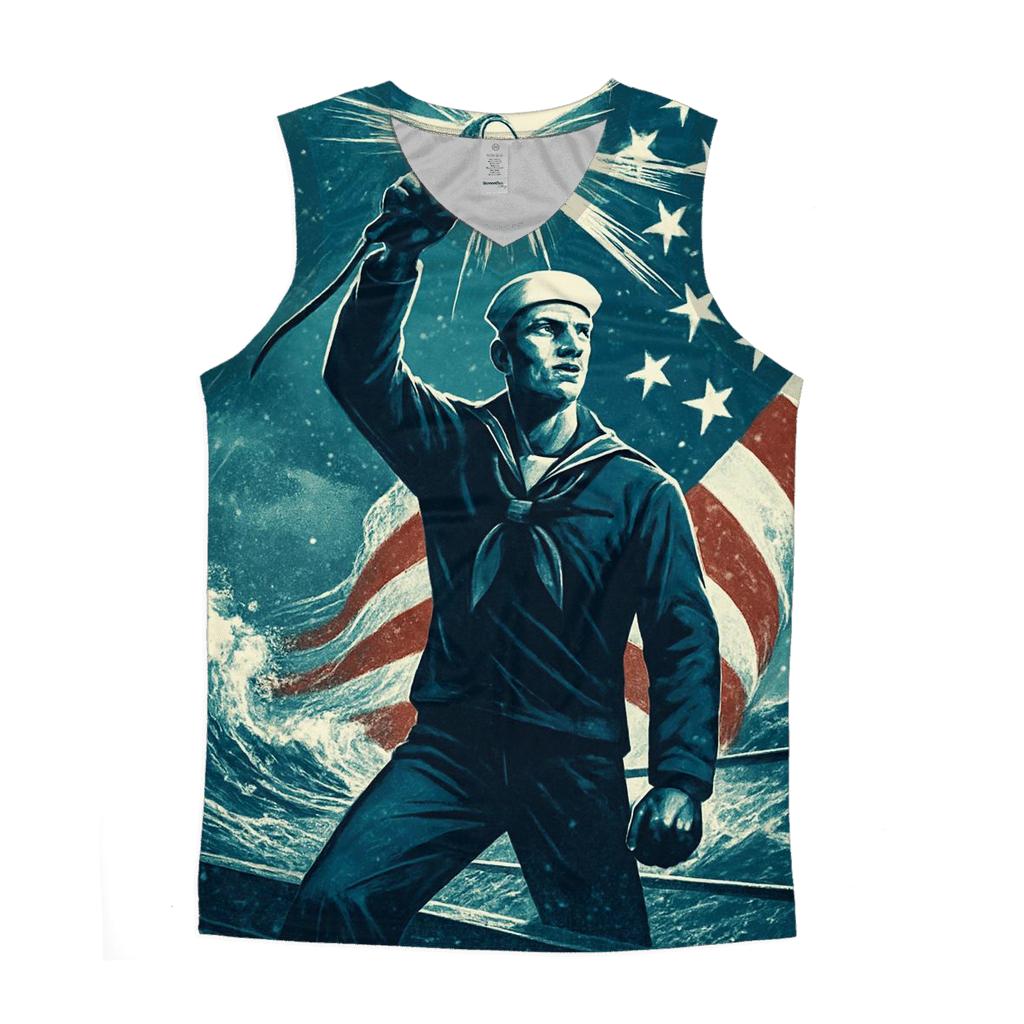 Freedom Torch On Naval Steel cotton sleeveless tops