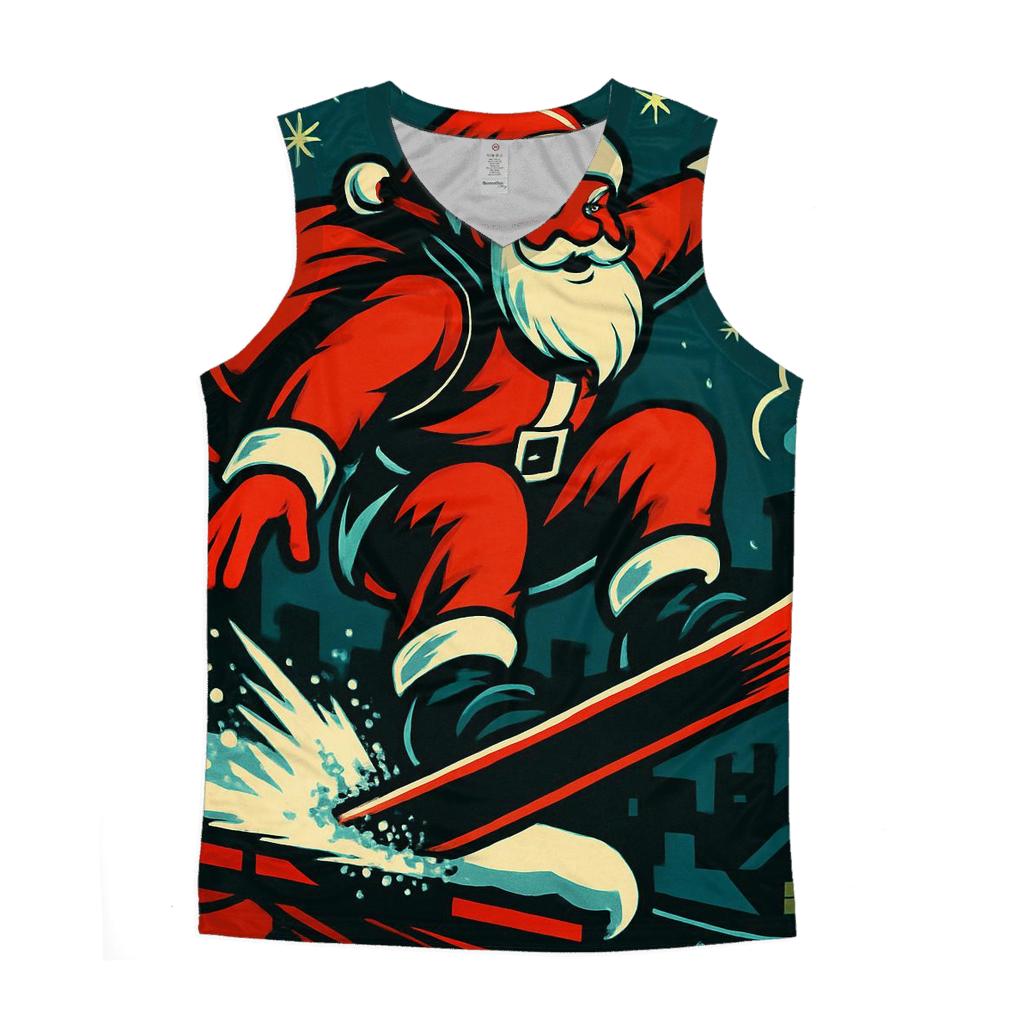 Snowboard Santa Skyline Leap trendy fitted tank tops