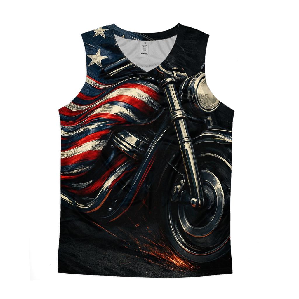 Motor Chrome Flag Thunder sports performance tank tops