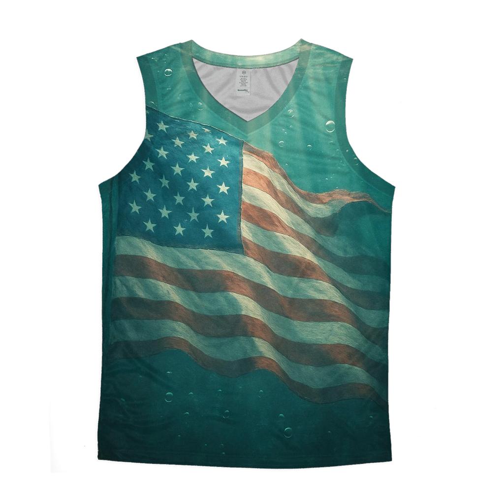 Underwater Flag Drift And Light Rays sports performance tank tops
