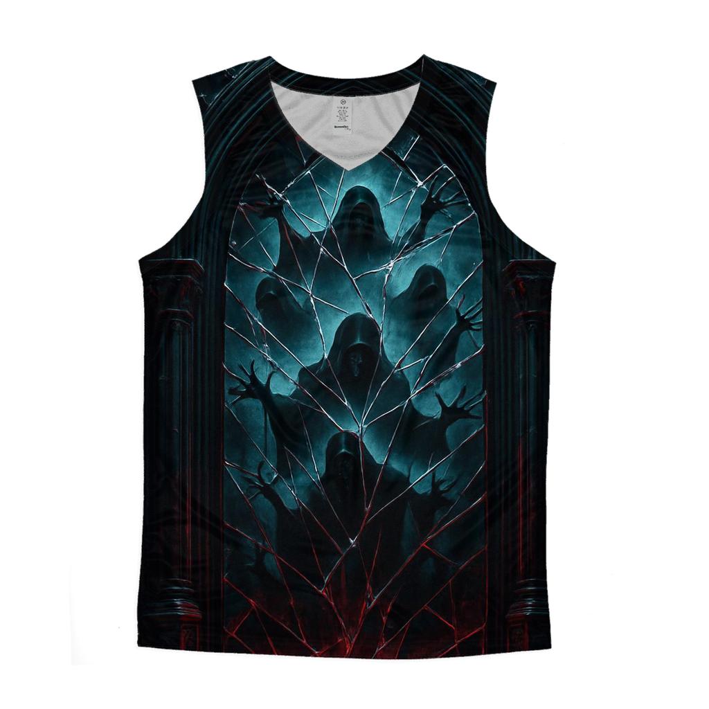 The Infernal Mirror Cathedral sports performance tank tops