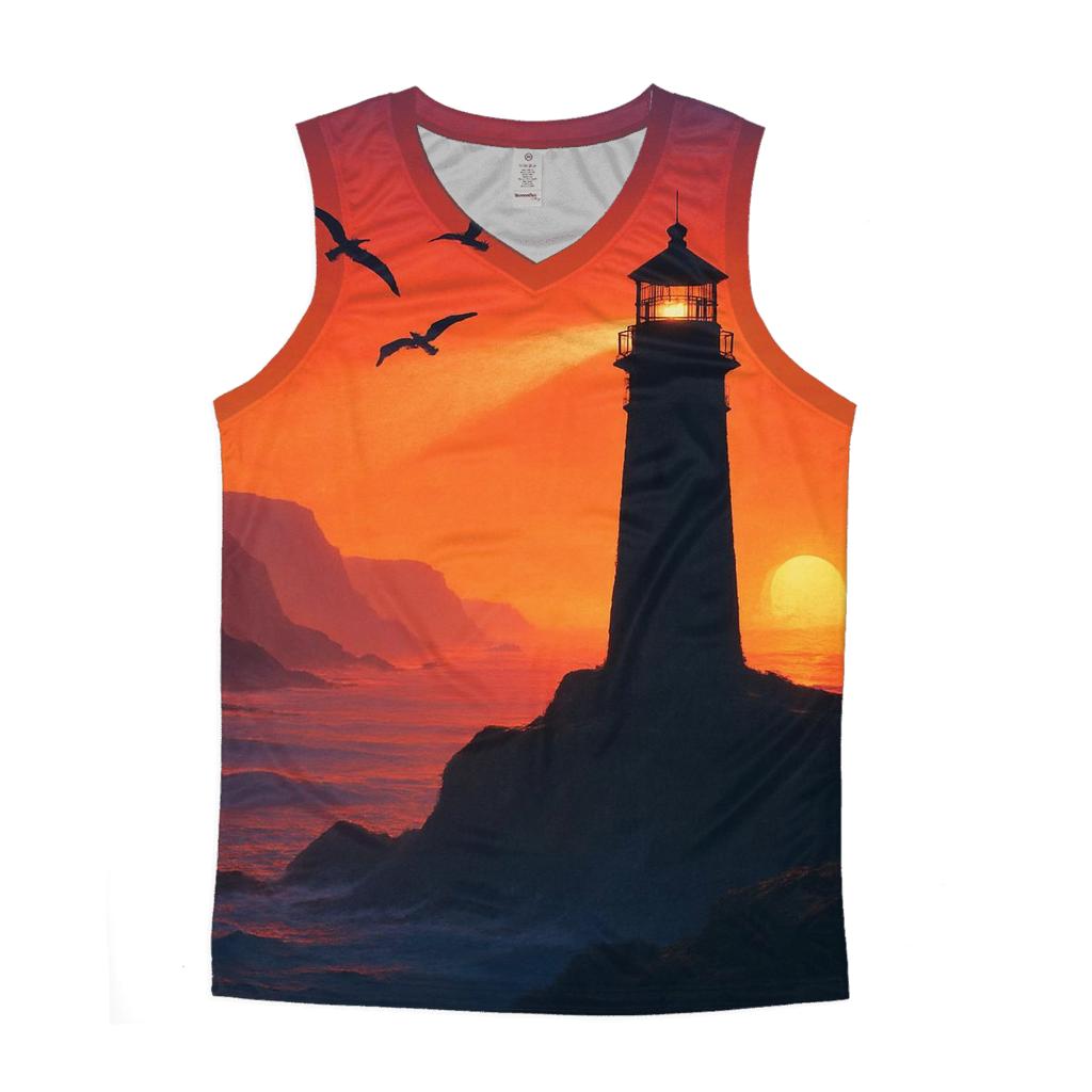 Tangerine Lighthouse Mistline personalized athletic tanks