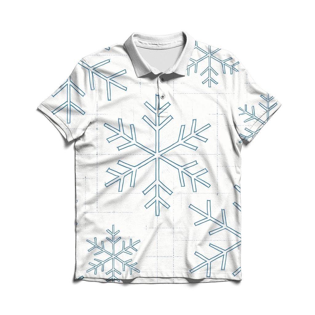 Snowflake Blueprint Grid On White Background branded logo polo shirts