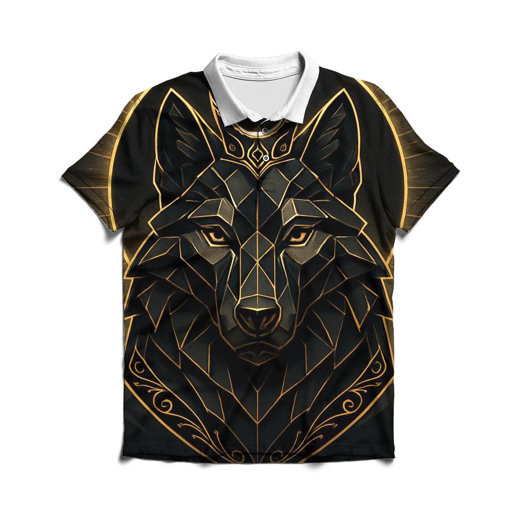 Obsidian Gold Eclipse Wolf premium cotton polo shirts