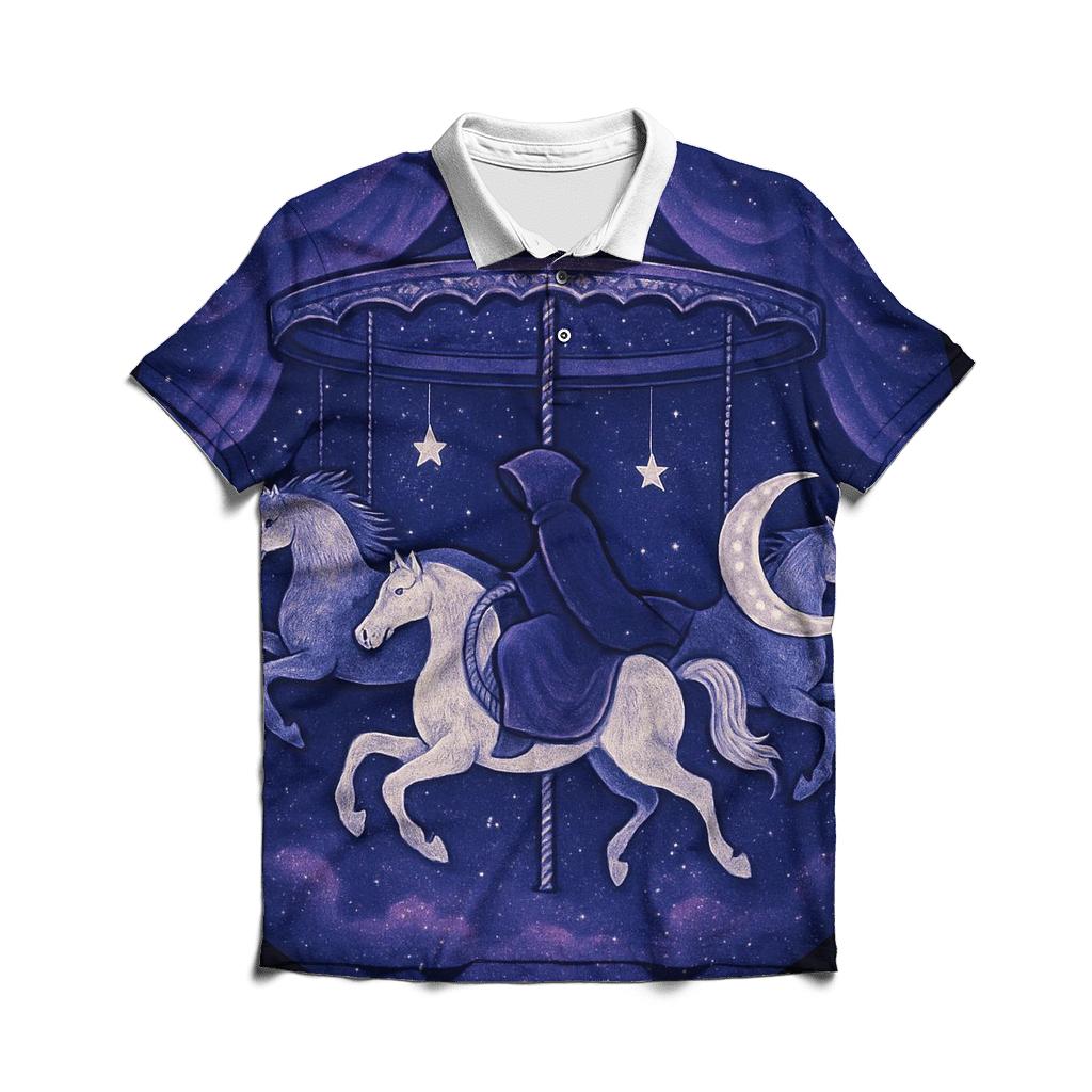 Moon Phase Carousel Rider premium cotton polo shirts