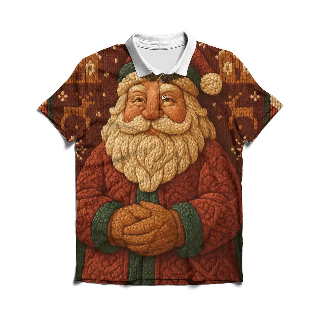 Knitted Pattern Gingerbread Santa classic pique polos