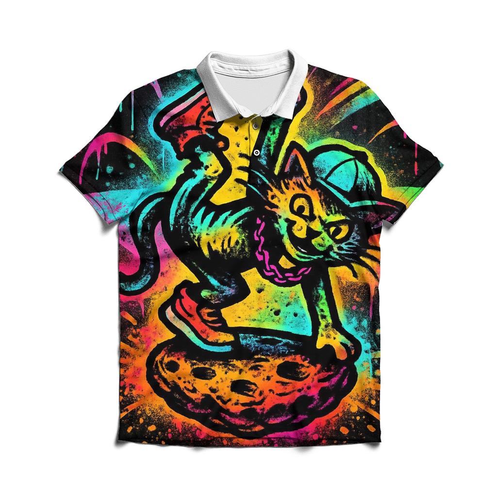 Graffiti Meteor Breakdancer Cat casual sports polo shirts