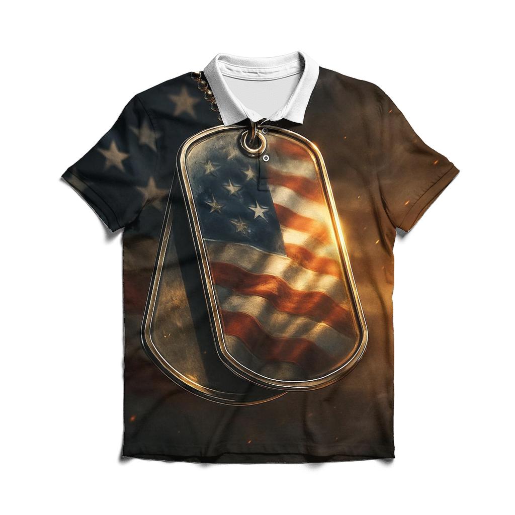 Dog Tags In The Flag Glow personalized polo shirts