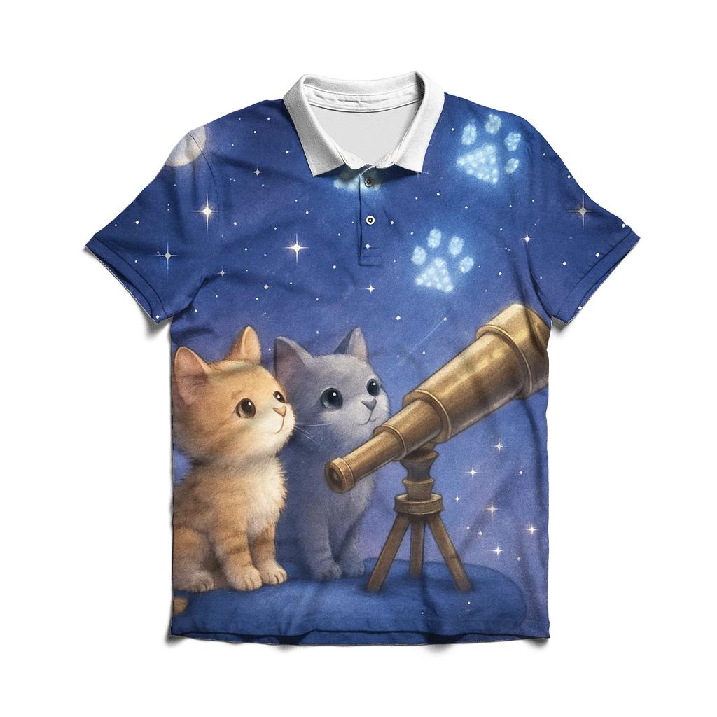 Starlit Observatory Whisker Wish embroidered polo tops